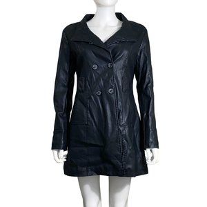 Soft Black Leather Coat - Women's Juniors Size 14 US (3XL Asia) - CAREFREELAND
